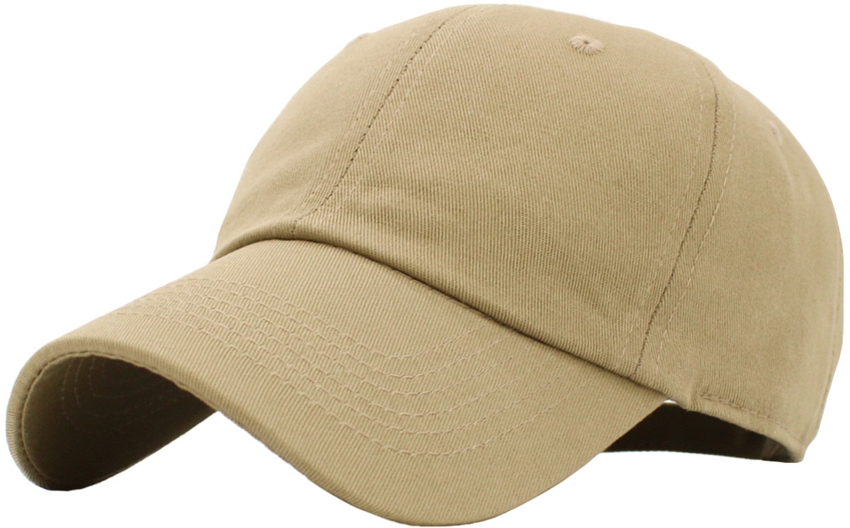 Khaki Low Profile Baseball Caps Front Side View